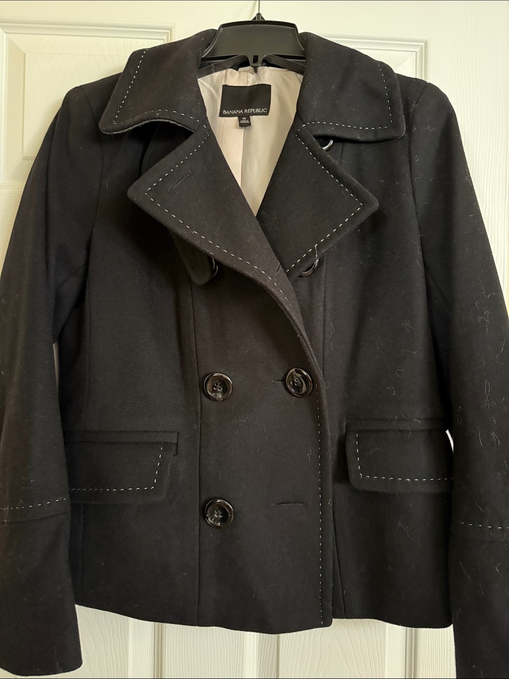 Banana Republic Black Double-Breasted Pea Coat